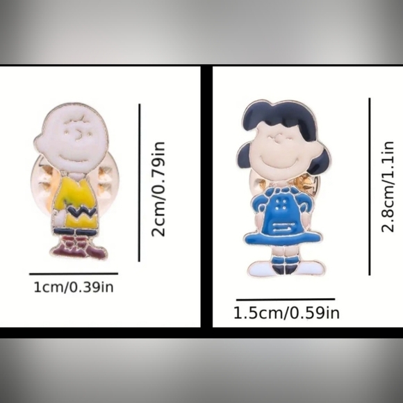 Peanut Character Charlie Brown & Lucy Tack Pin 0.79 x 0.39 Set 2 - Picture 1 of 3